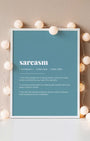 Definition Poster of Sarcasm on Sea Glass background