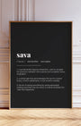 Definition Poster of Sava on Midnight Ink background