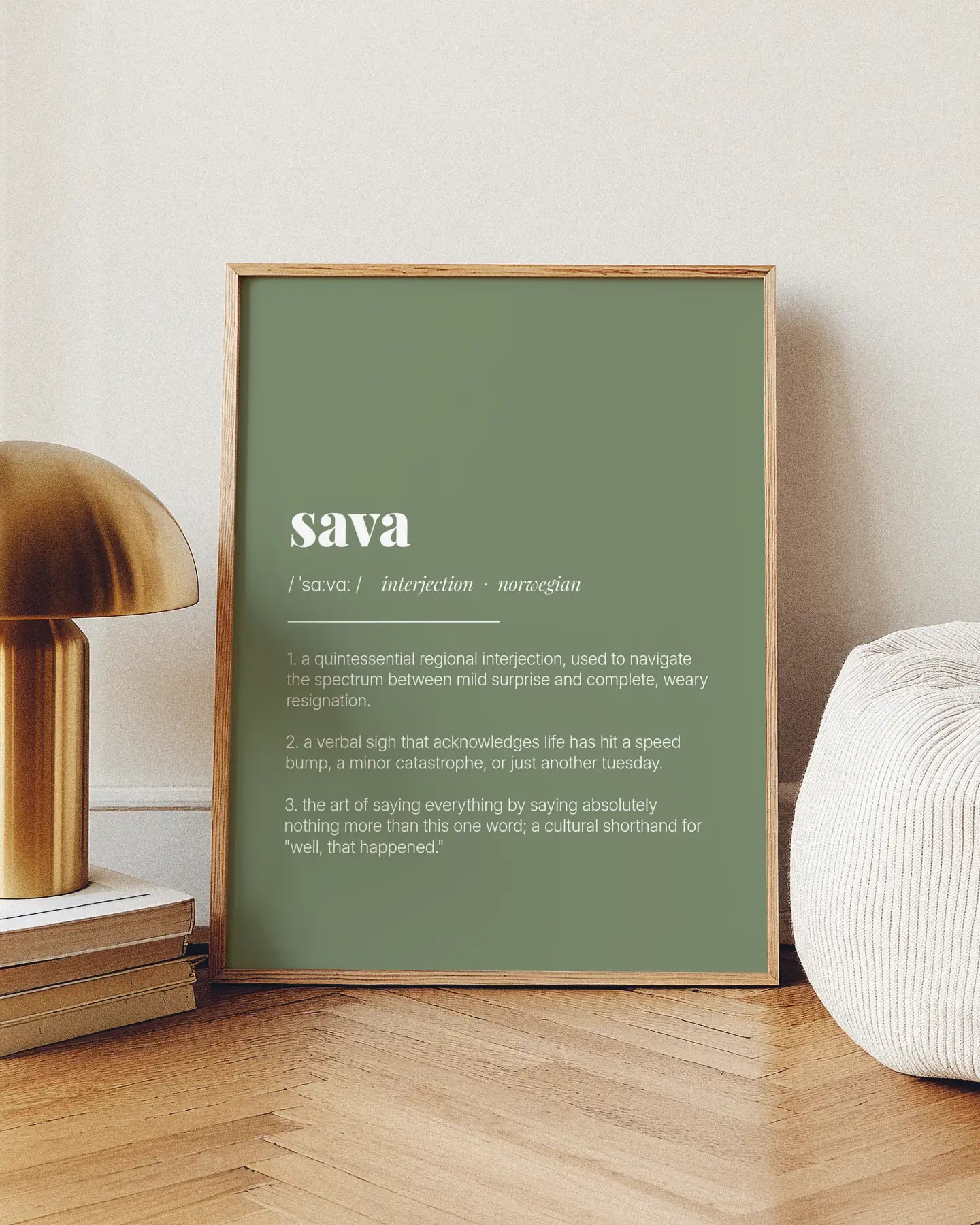 Definition Poster of Sava on Sage Green background