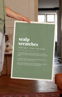 Definition Poster of Scalp<br />Scratches on Sage Green background