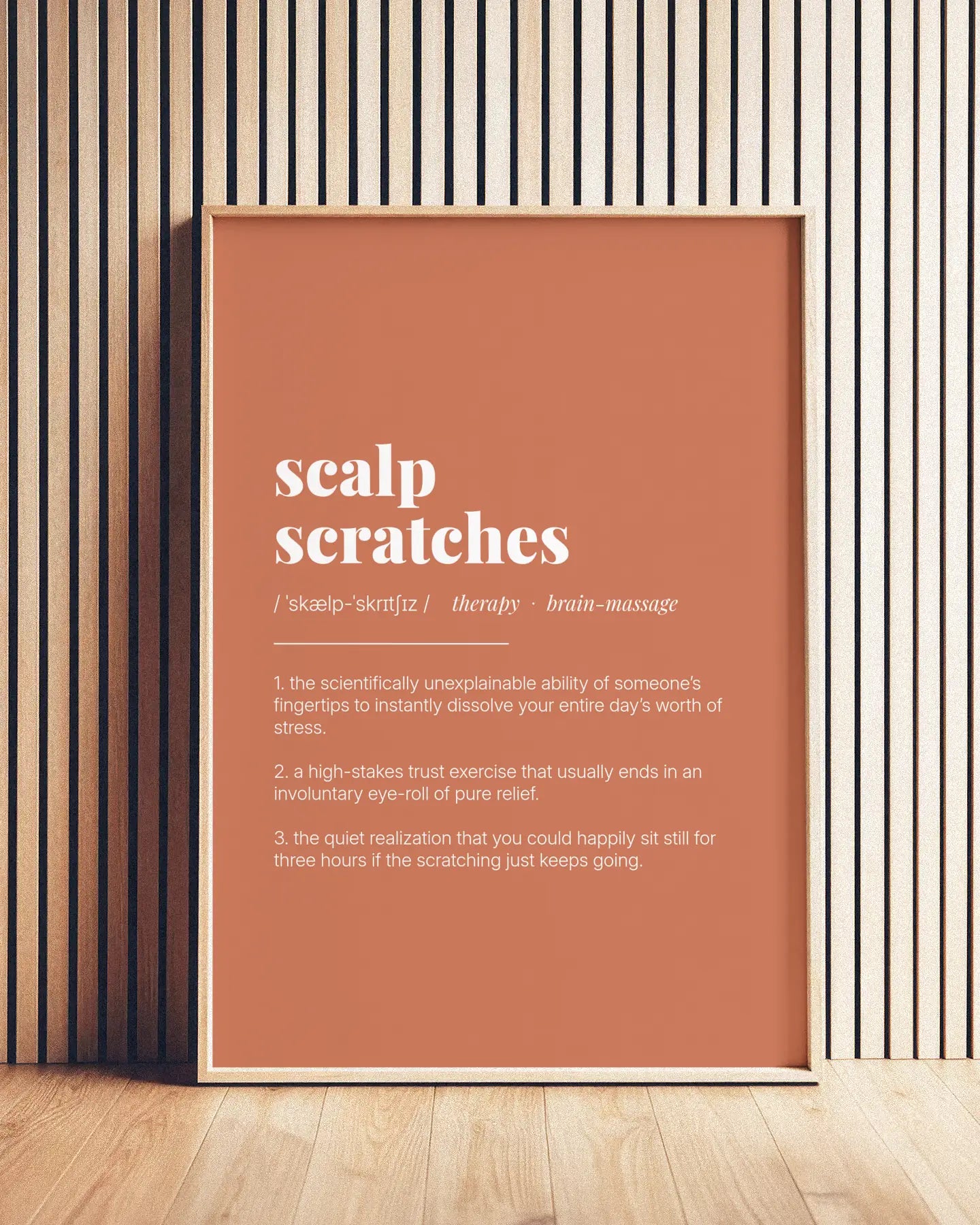 Definition Poster of Scalp<br />Scratches on Terracotta background