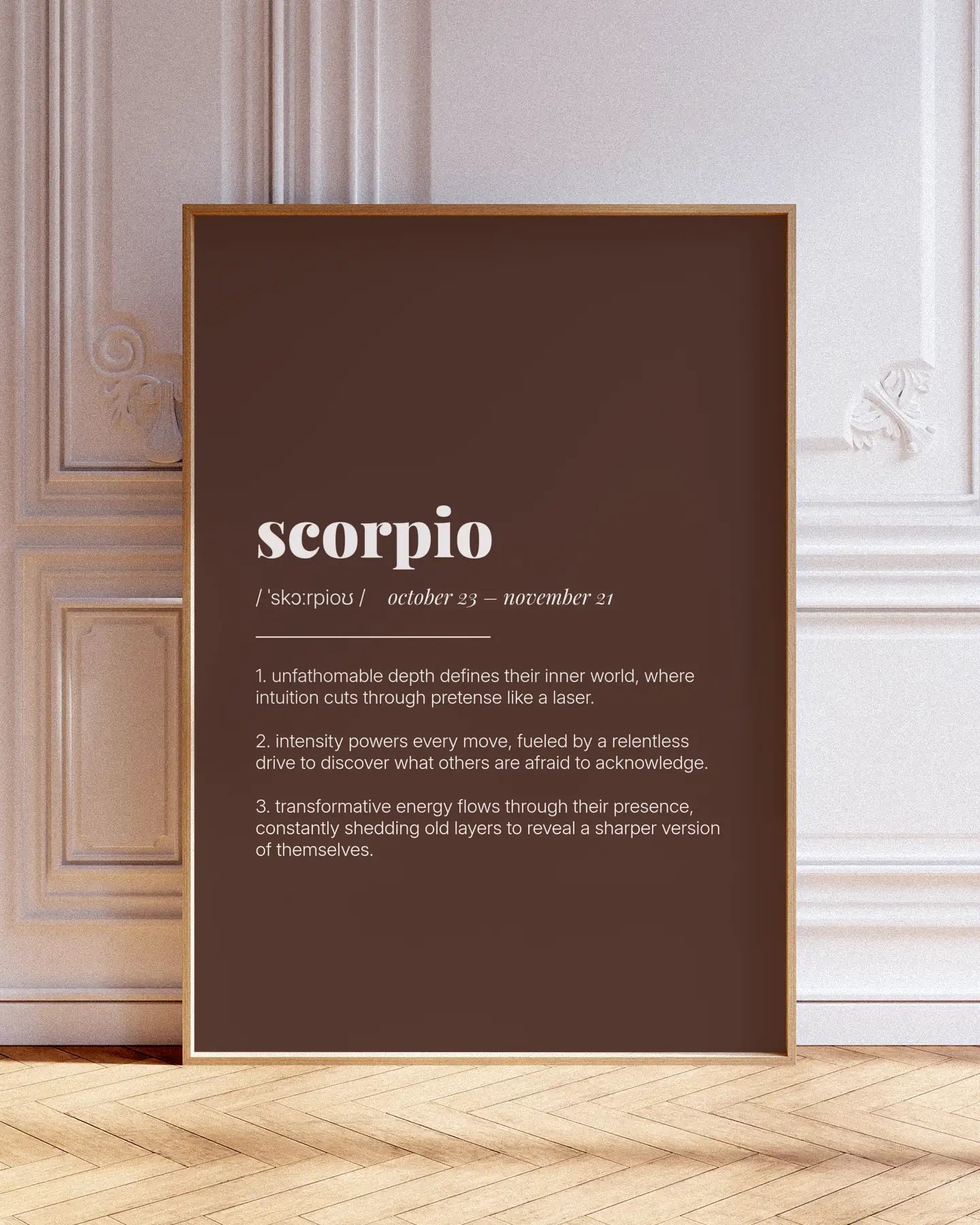 Definition Poster of Scorpio on Espresso background