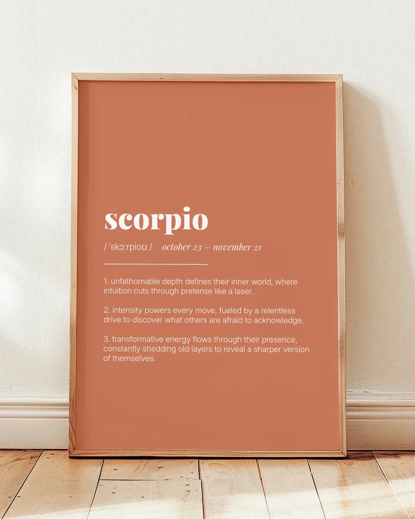Definition Poster of Scorpio on Terracotta background