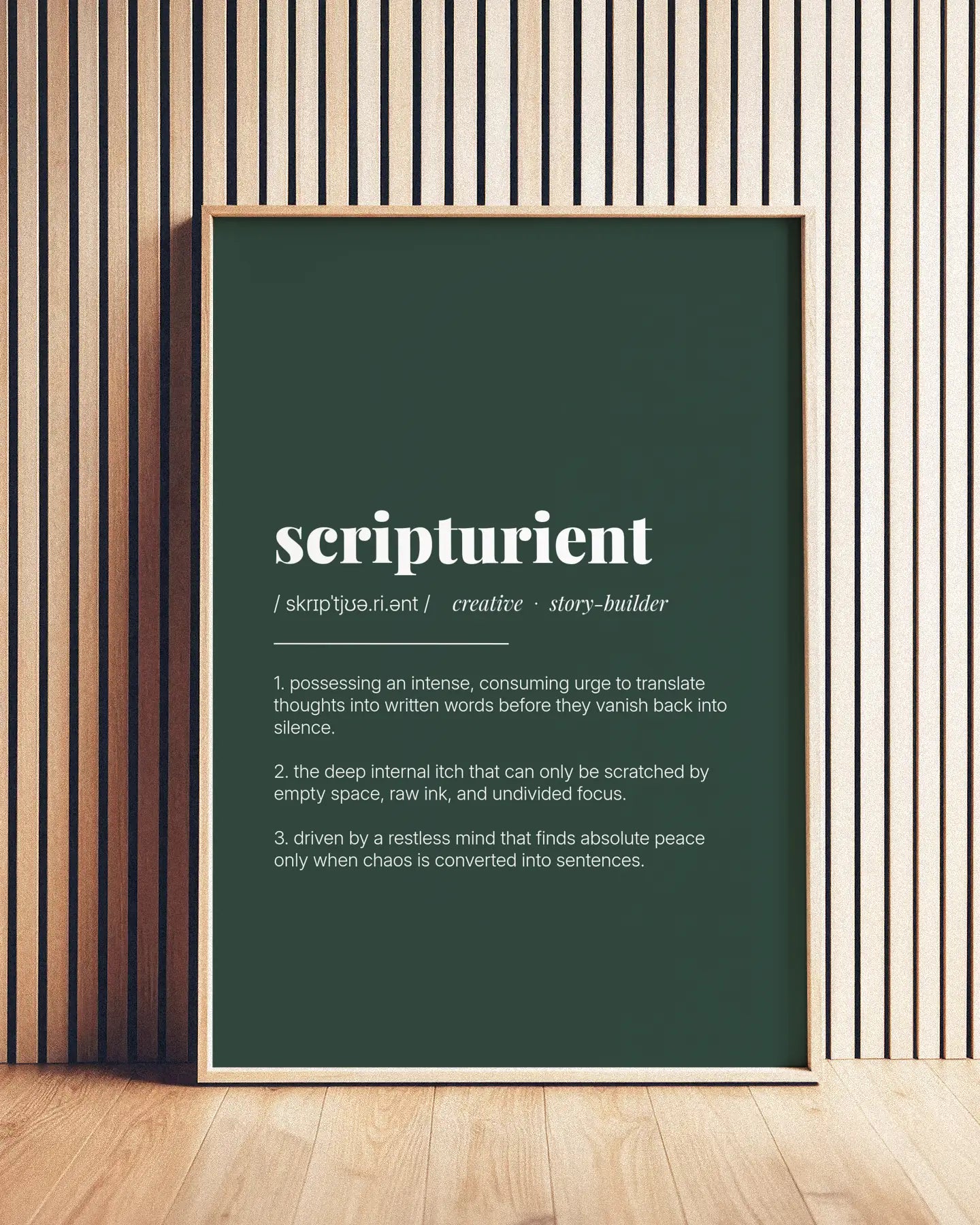 Definition Poster of Scripturient on Emerald background