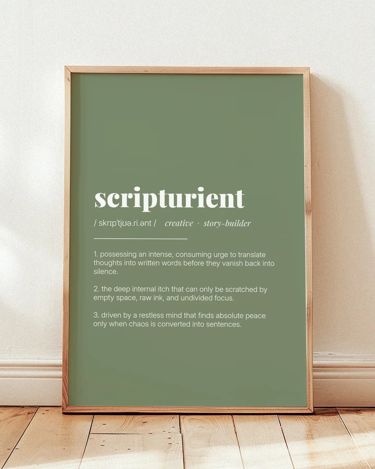 Definition Poster of Scripturient on Sage Green background