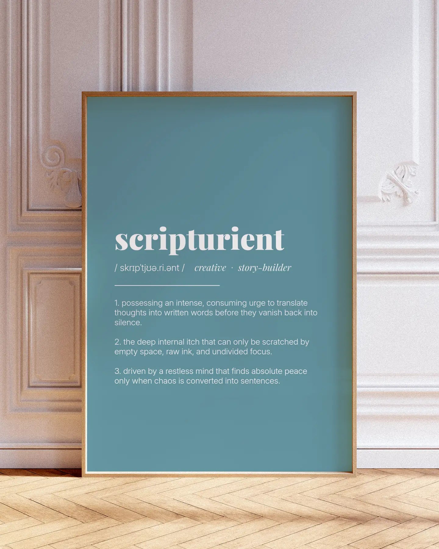 Definition Poster of Scripturient on Sea Glass background