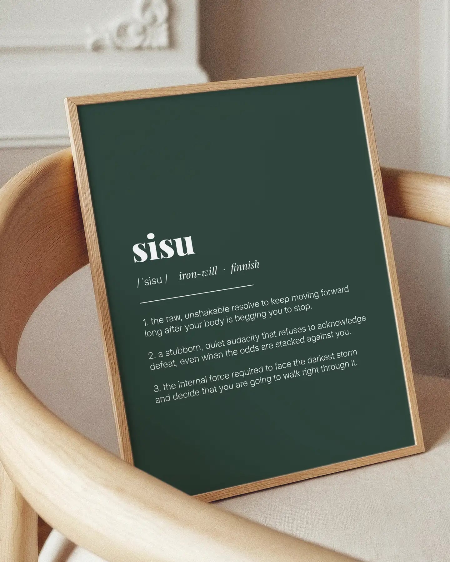 Definition Poster of Sisu on Emerald background