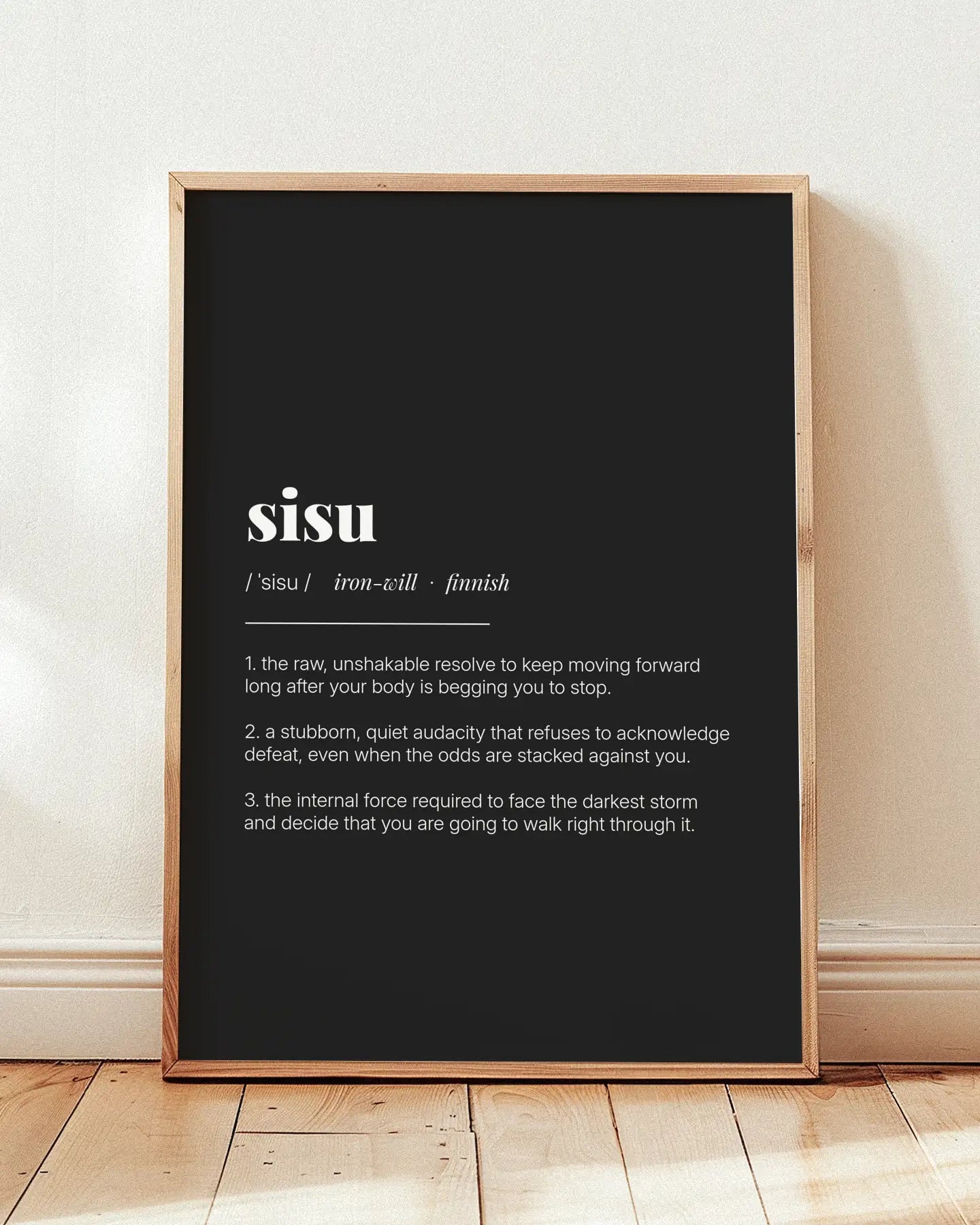 Definition Poster of Sisu on Midnight Ink background