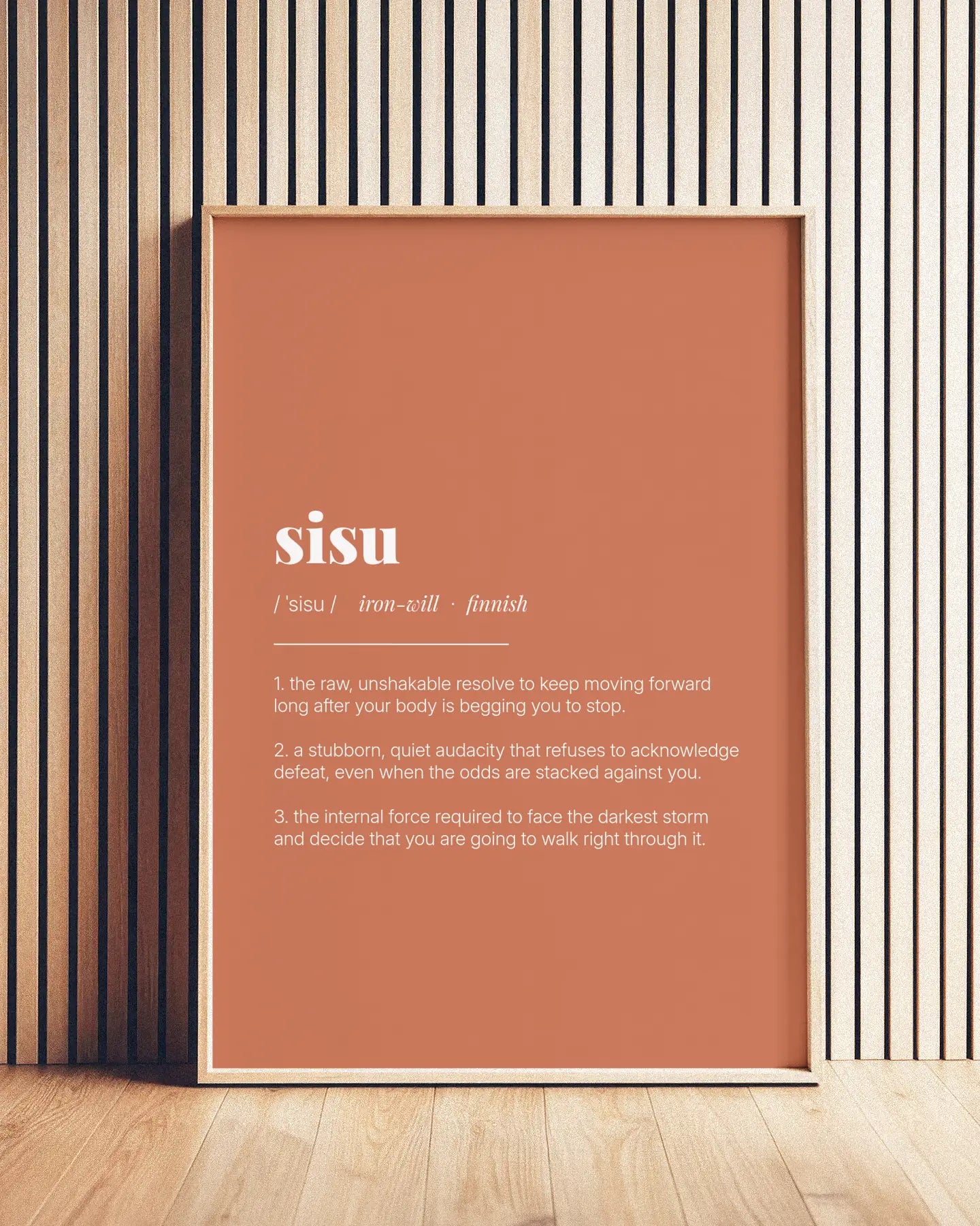 Definition Poster of Sisu on Terracotta background