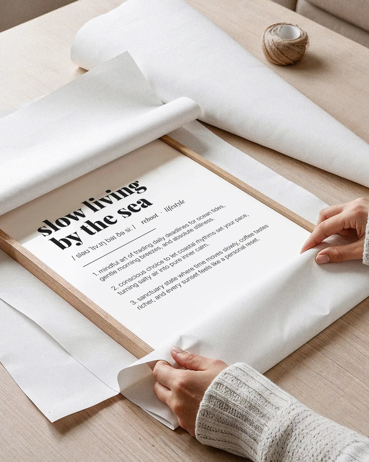 Definition Poster of Slow Living<br />By The Sea on Gallery White background