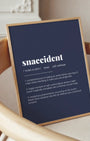 Definition Poster of Snaccident on Deep Navy background