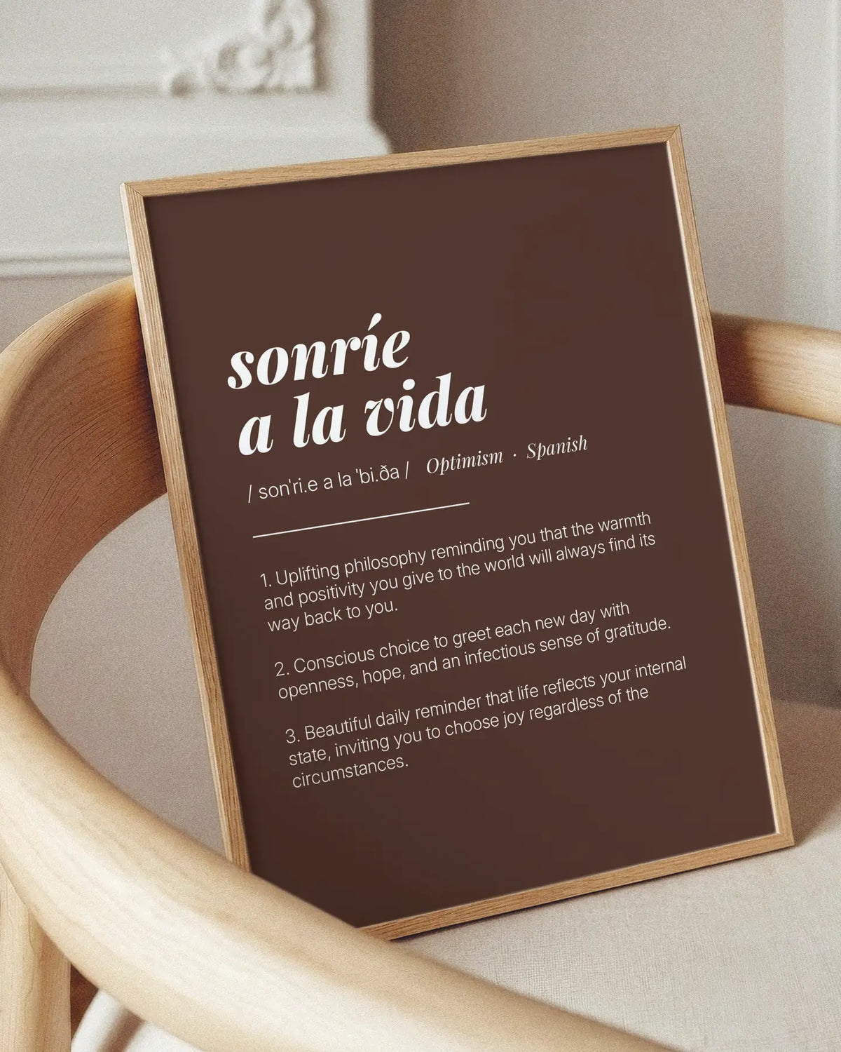 Definition Poster of Sonríe<br />A La Vida on Espresso background