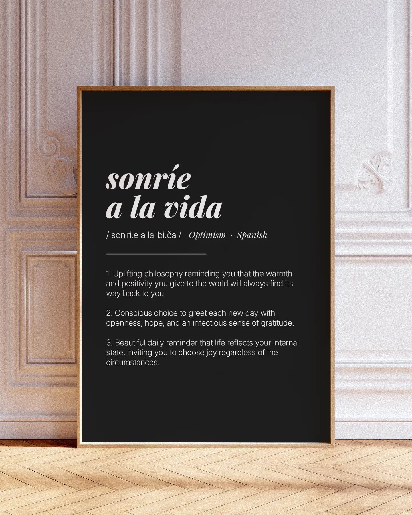 Definition Poster of Sonríe<br />A La Vida on Midnight Ink background