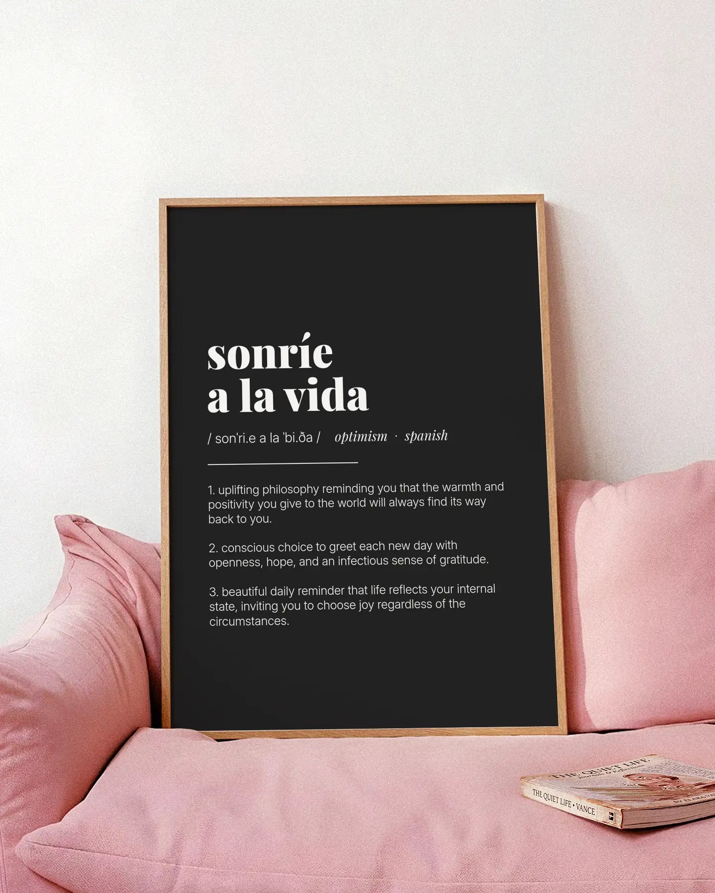 Definition Poster of Sonríe<br />A La Vida on Midnight Ink background