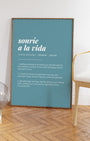 Definition Poster of Sonríe<br />A La Vida on Sea Glass background
