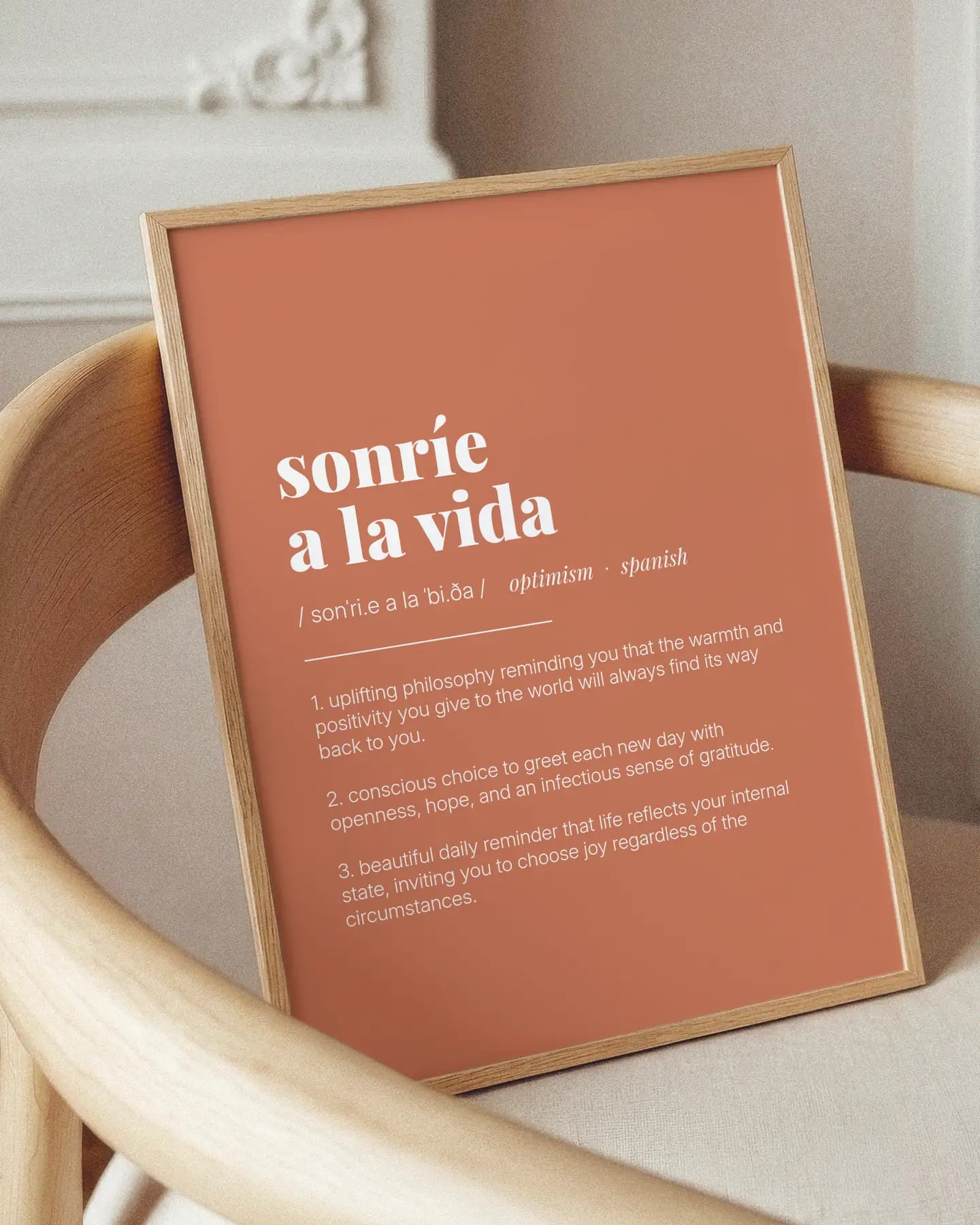 Definition Poster of Sonríe<br />A La Vida on Terracotta background