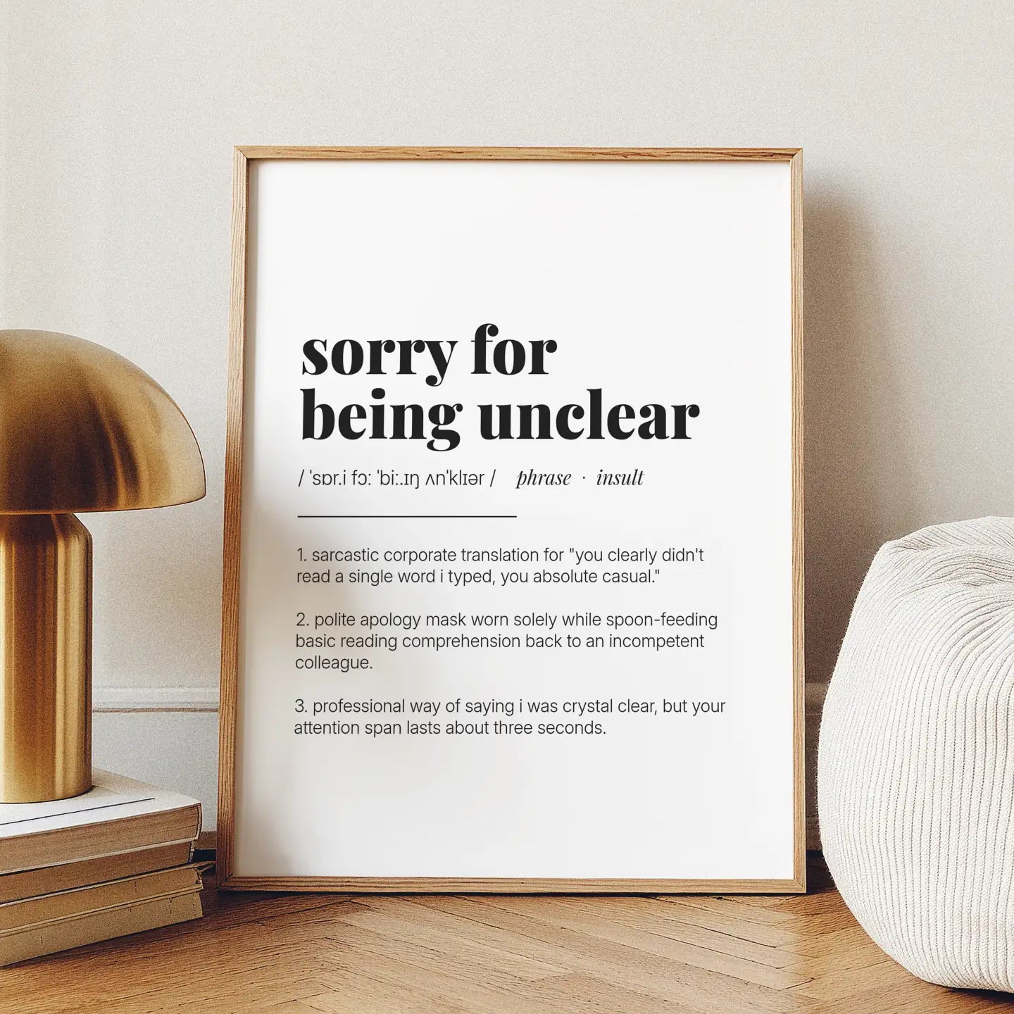 Definition Poster of Sorry For<br />Being Unclear on Gallery White background