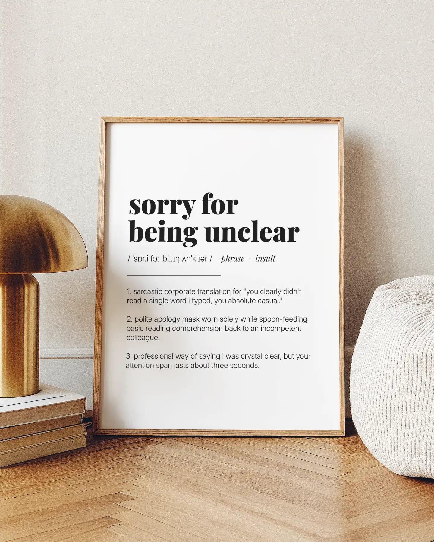 Definition Poster of Sorry For<br />Being Unclear on Gallery White background