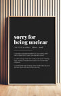 Definition Poster of Sorry For<br />Being Unclear on Midnight Ink background