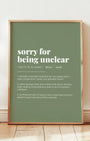Definition Poster of Sorry For<br />Being Unclear on Sage Green background