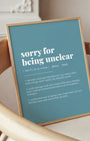 Definition Poster of Sorry For<br />Being Unclear on Sea Glass background