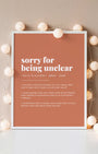 Definition Poster of Sorry For<br />Being Unclear on Terracotta background