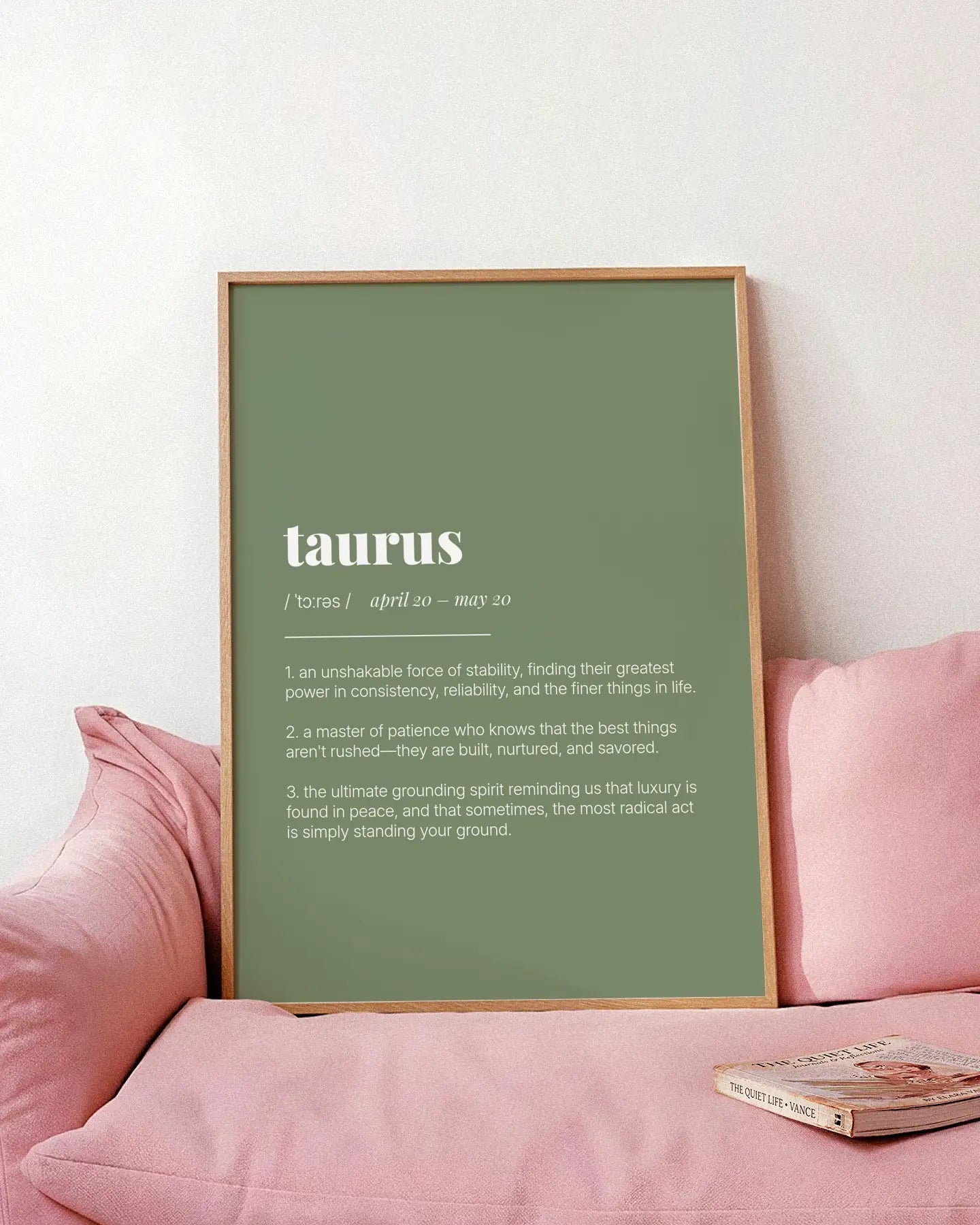 Definition Poster of Taurus on Sage Green background