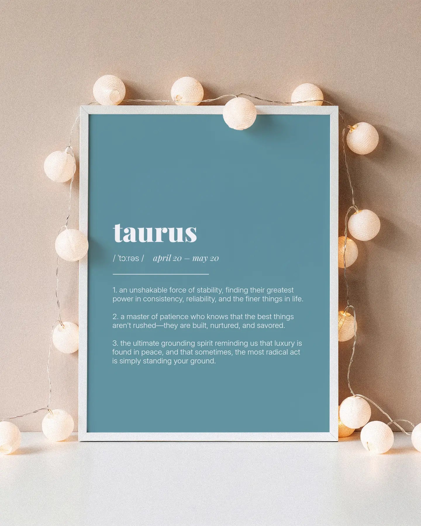Definition Poster of Taurus on Sea Glass background