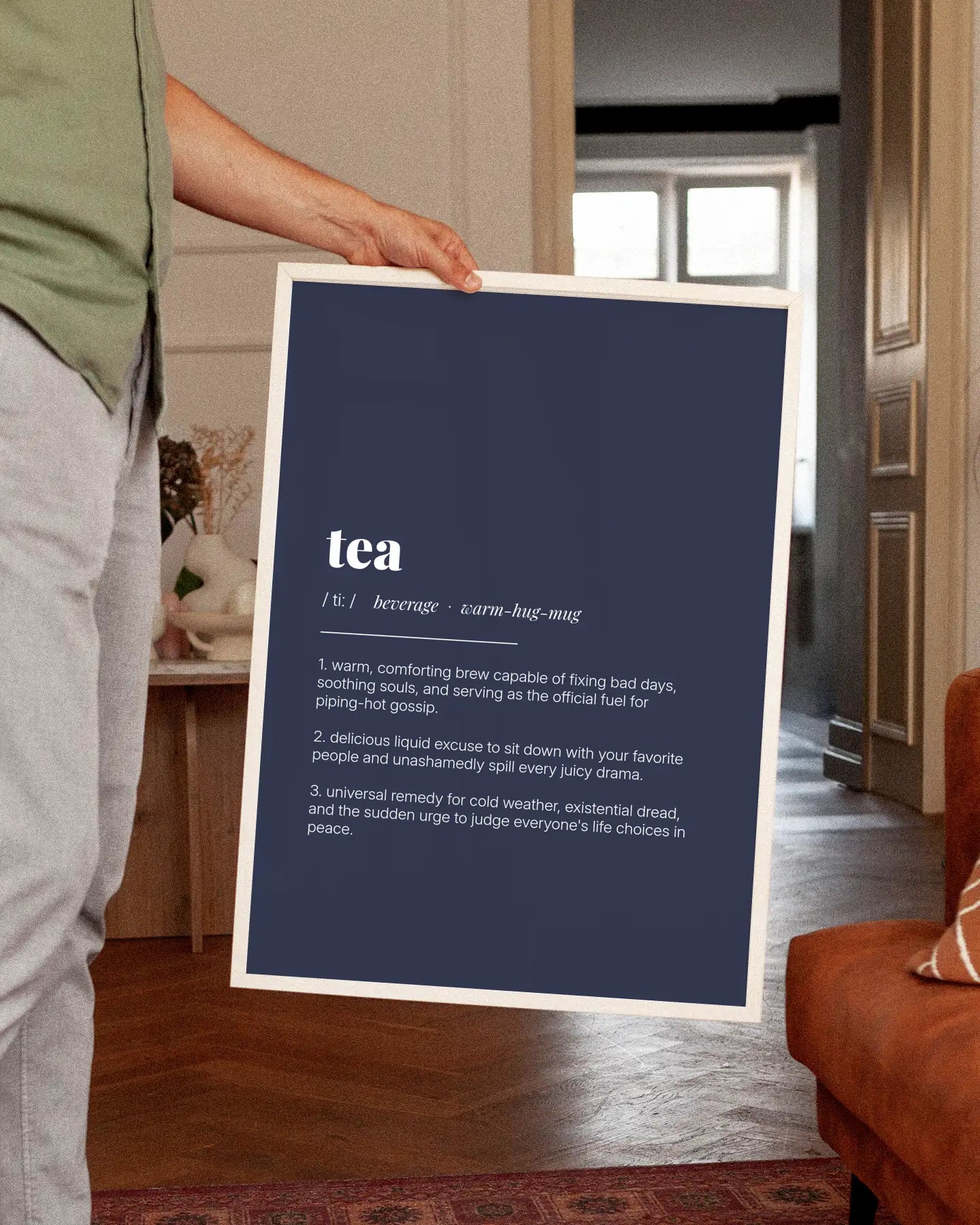 Definition Poster of Tea on Deep Navy background