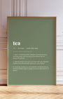Definition Poster of Tea on Sage Green background