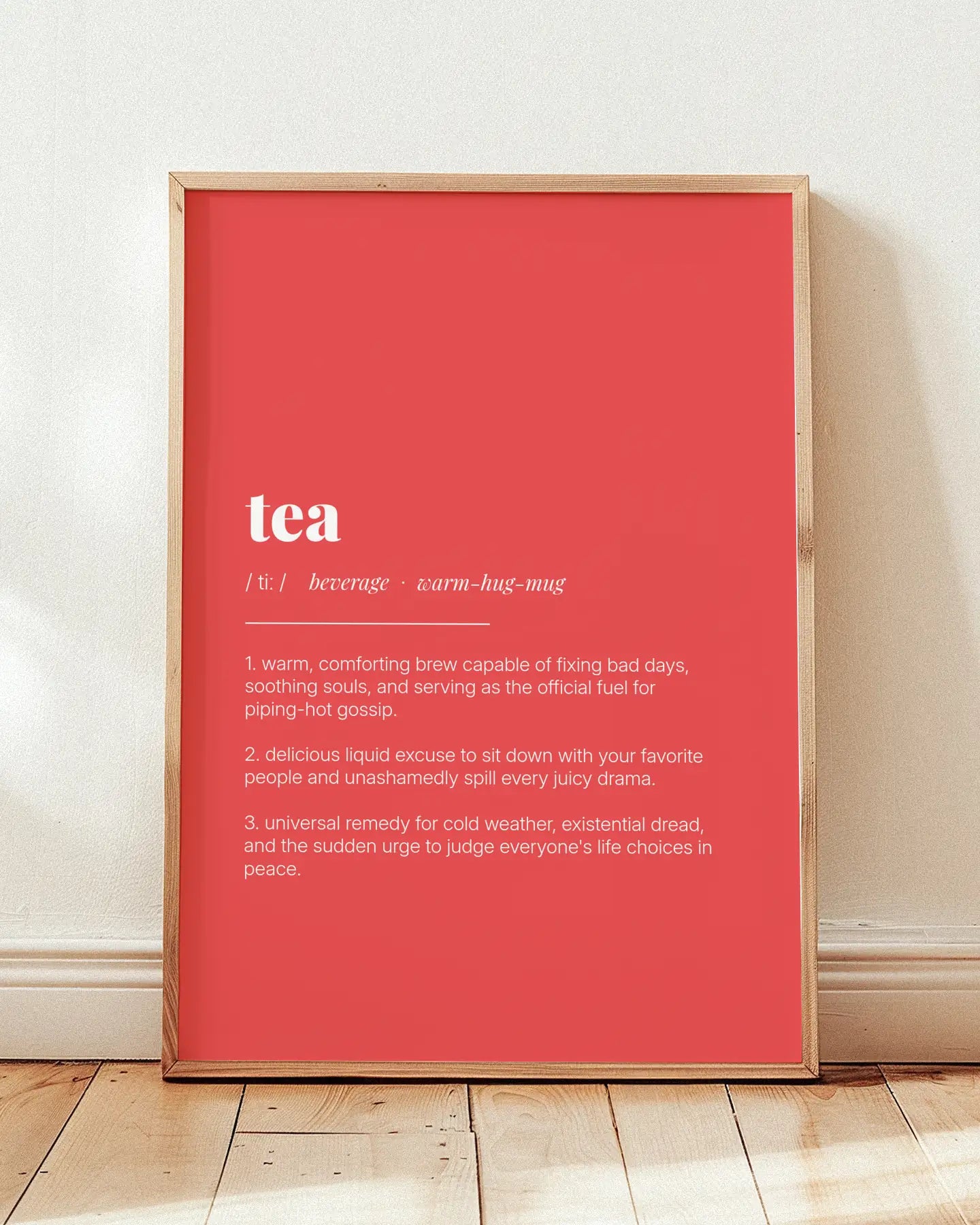 Definition Poster of Tea on Strawberry background