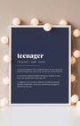 Definition Poster of Teenager on Deep Navy background