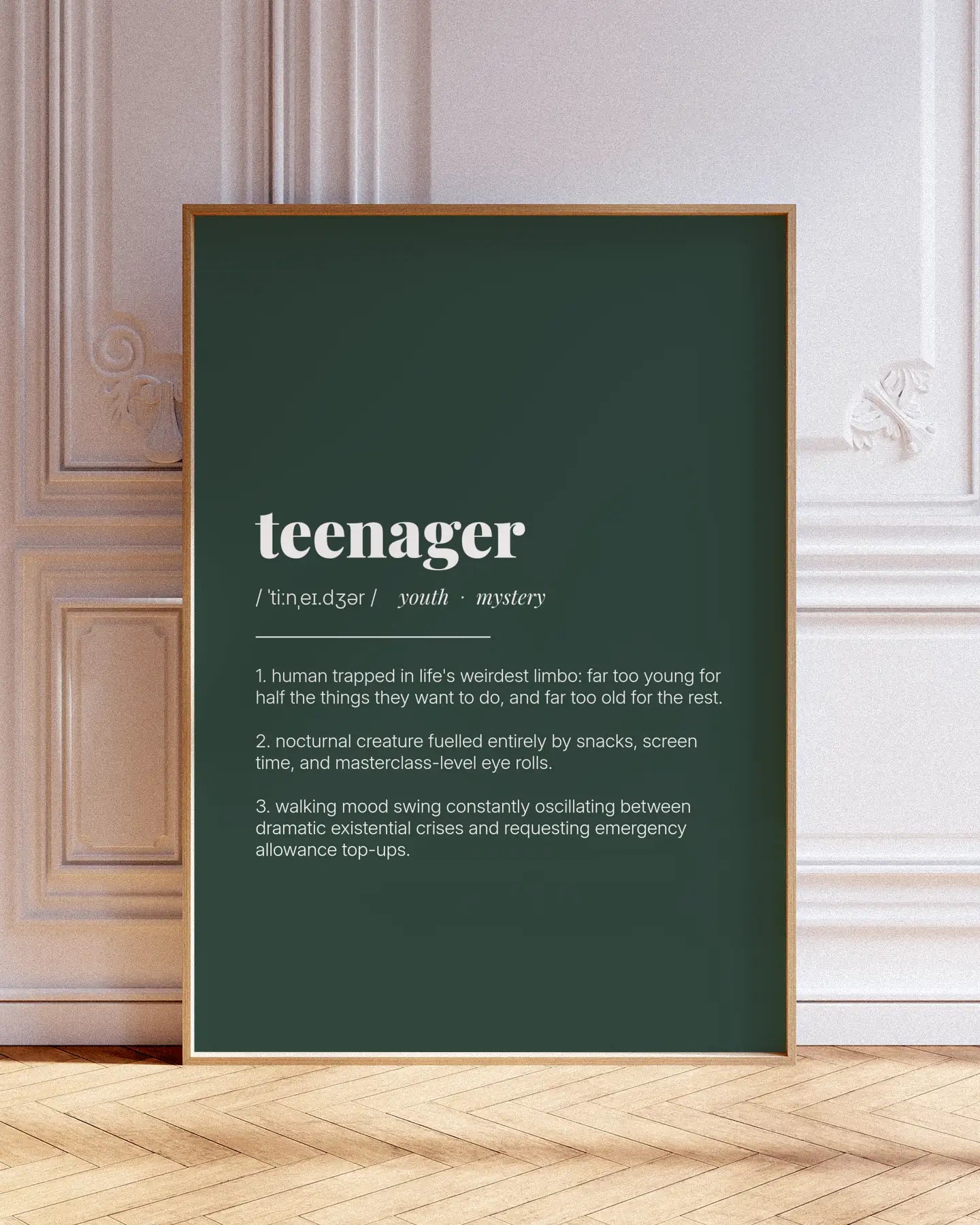 Definition Poster of Teenager on Emerald background