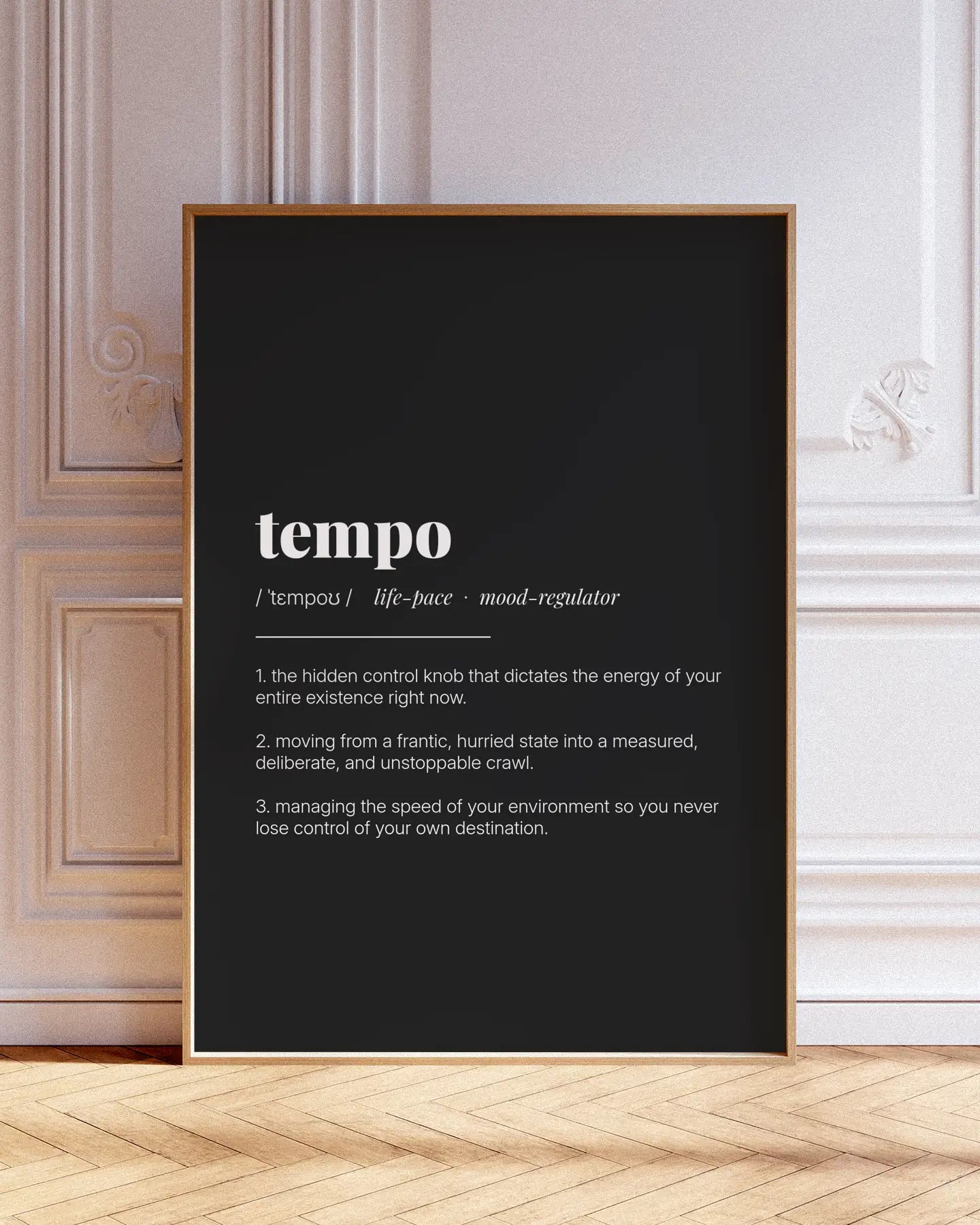 Definition Poster of Tempo on Midnight Ink background