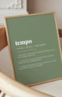 Definition Poster of Tempo on Sage Green background