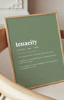 Definition Poster of Tenacity on Sage Green background