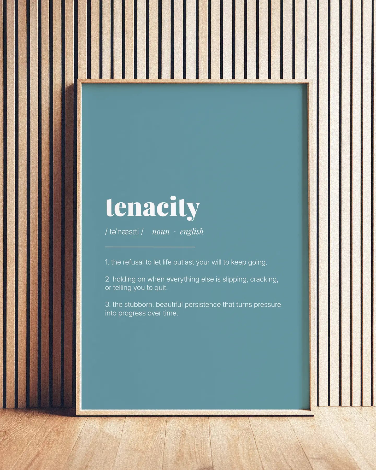 Definition Poster of Tenacity on Sea Glass background