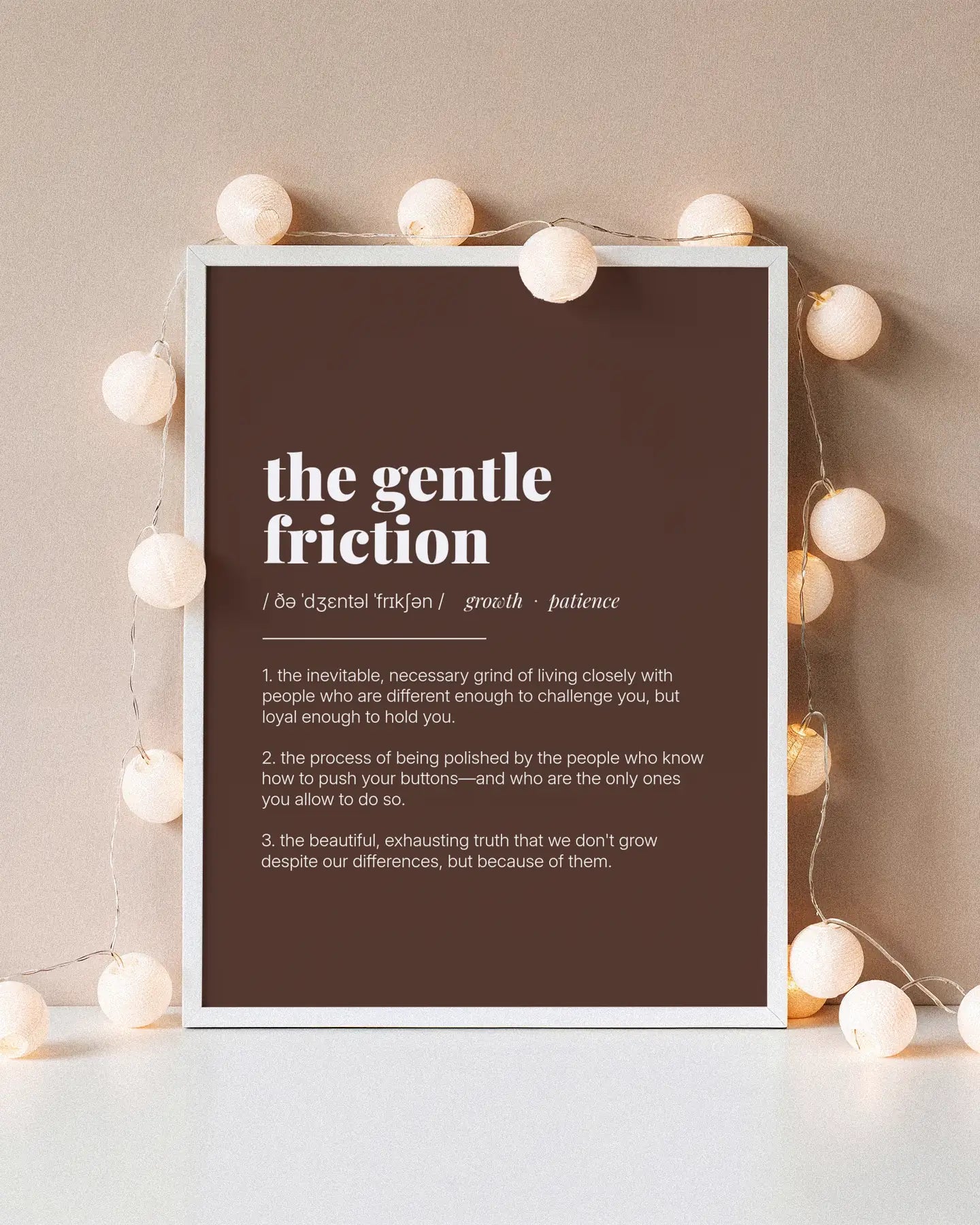 Definition Poster of The Gentle<br />Friction on Espresso background