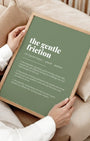 Definition Poster of The Gentle<br />Friction on Sage Green background