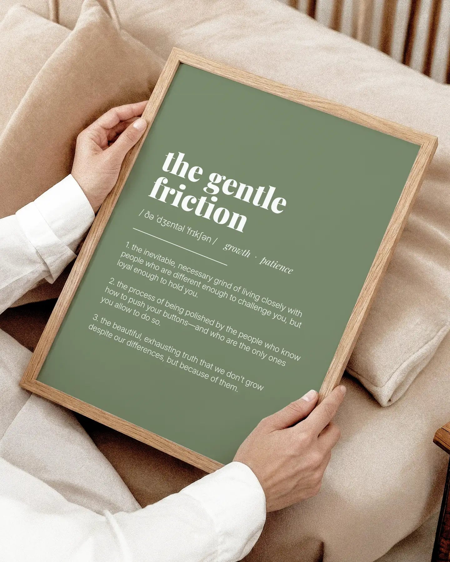 Definition Poster of The Gentle<br />Friction on Sage Green background