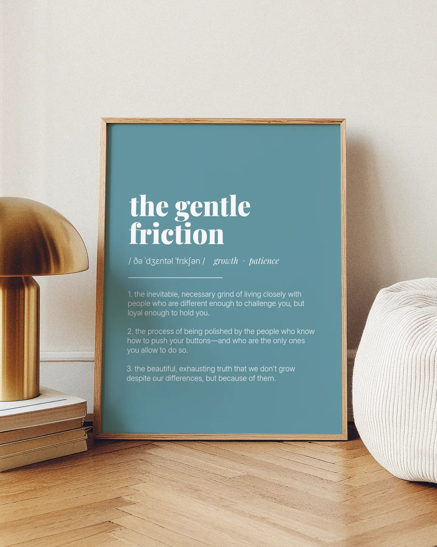Definition Poster of The Gentle<br />Friction on Sea Glass background