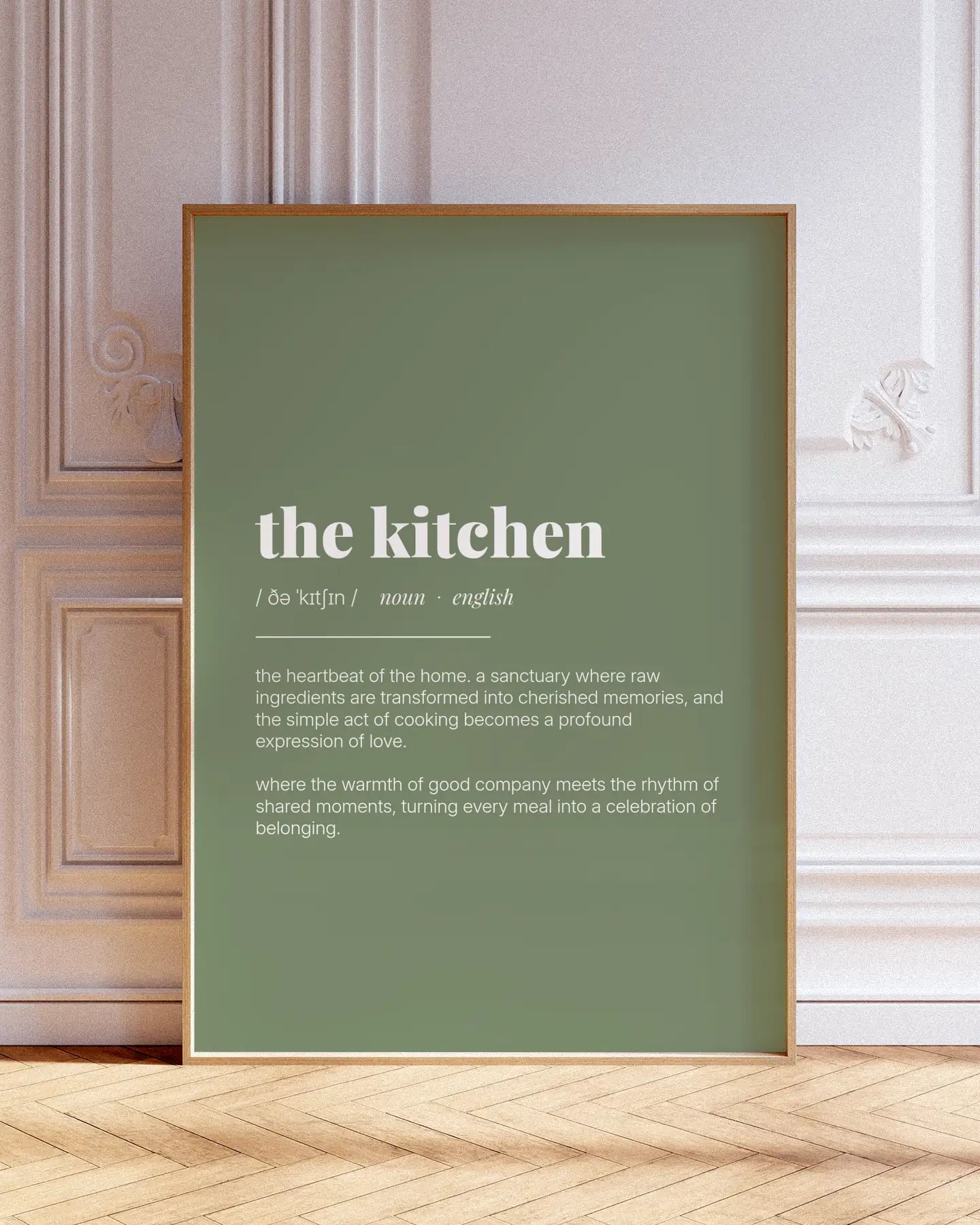 Definition Poster of The Kitchen on Sage Green background