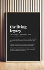 Definition Poster of The Living<br />Legacy on Midnight Ink background