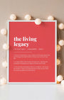 Definition Poster of The Living<br />Legacy on Strawberry background