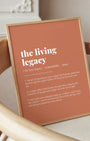 Definition Poster of The Living<br />Legacy on Terracotta background