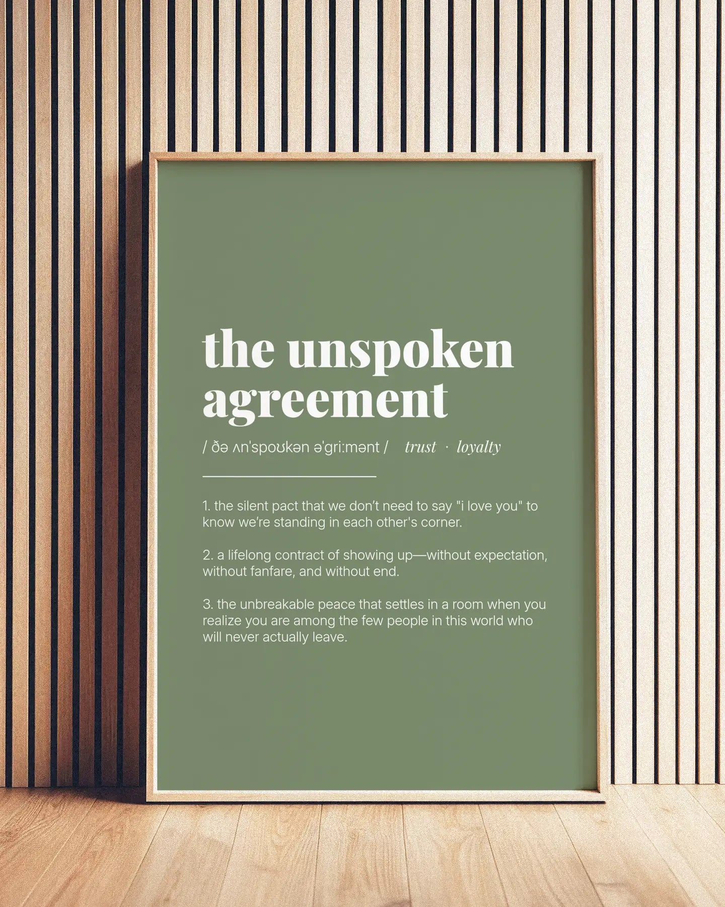 Definition Poster of The Unspoken<br />Agreement on Sage Green background