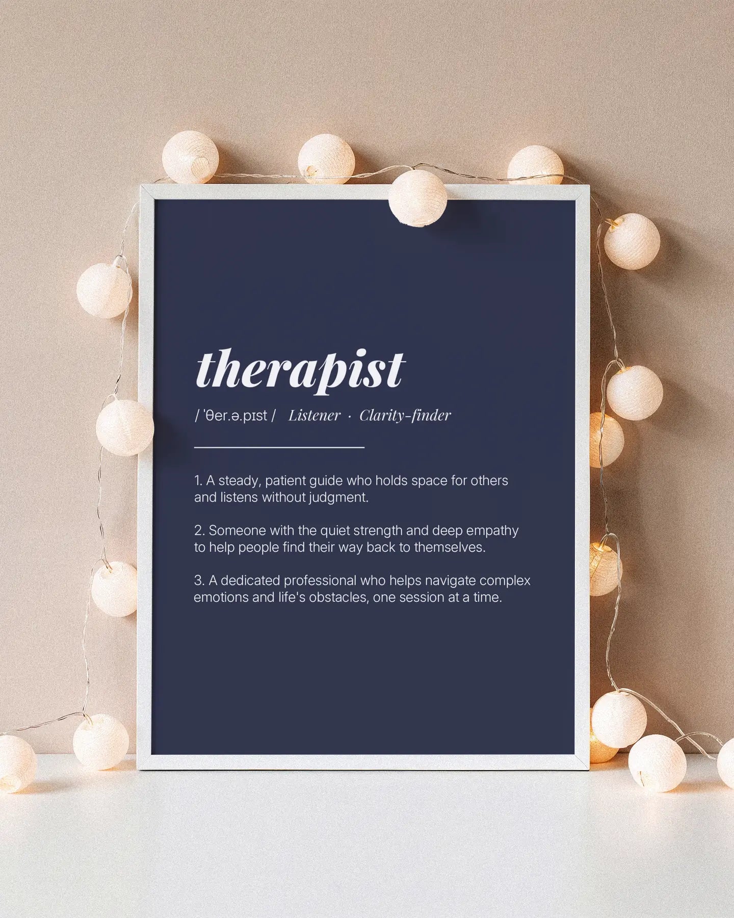Definition Poster of Therapist on Deep Navy background