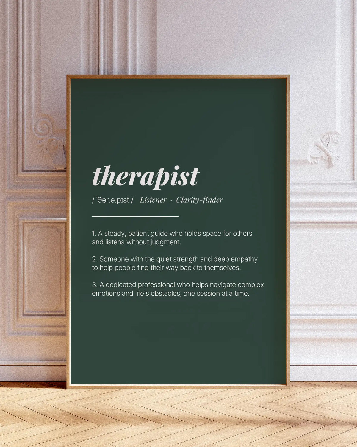 Definition Poster of Therapist on Emerald background