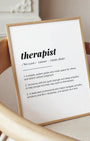 Definition Poster of Therapist on Gallery White background