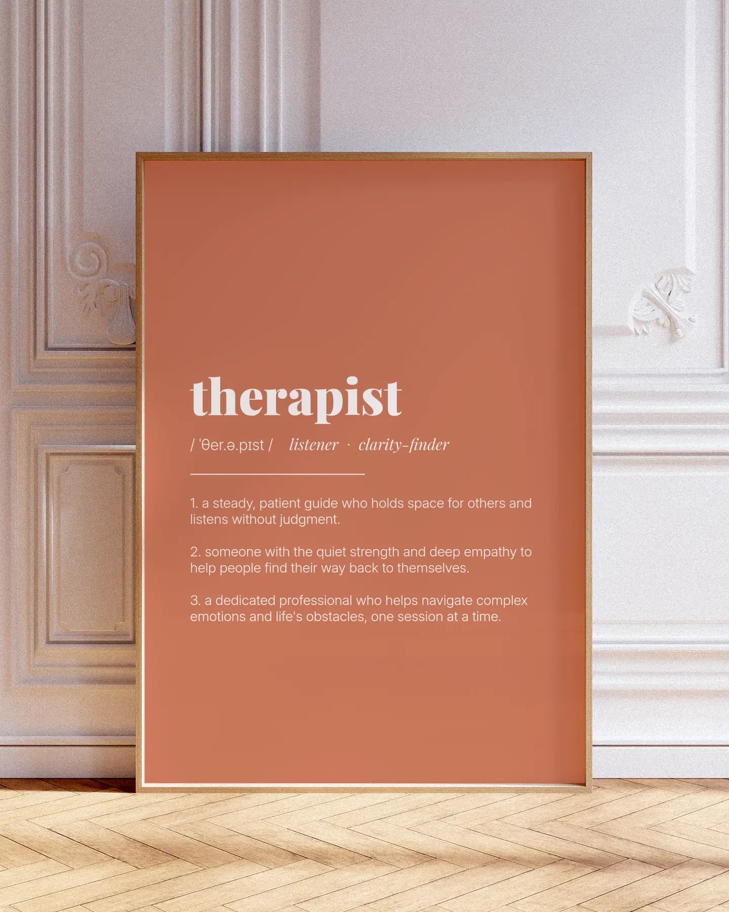 Definition Poster of Therapist on Terracotta background